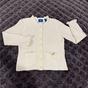 VTG J.H. Collectibles Ivory Ruffle Cardigan Button Down
